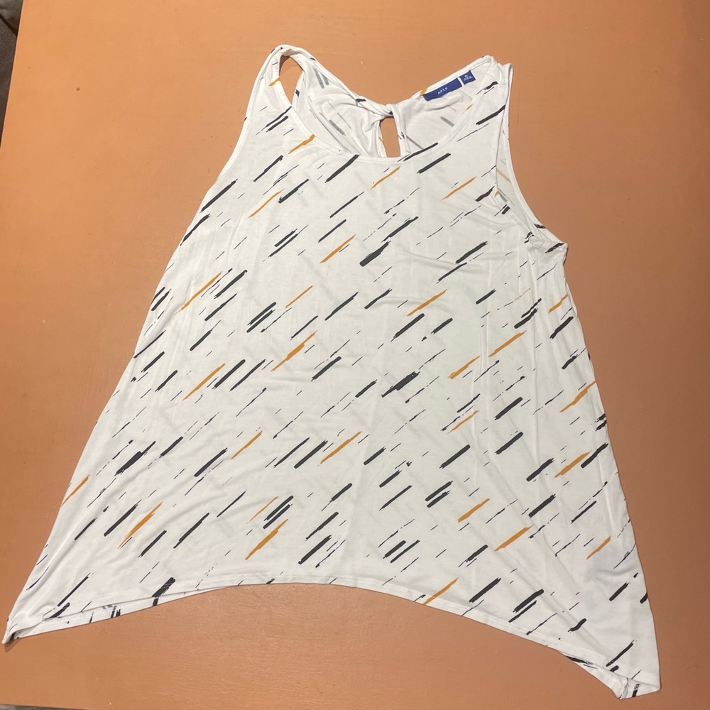 Apt. 9 Asymmetrical Black and White Cut Out Tank Top